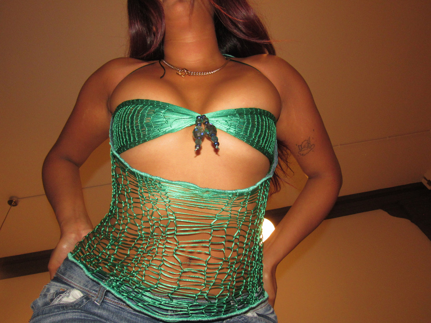Satin Knit Top Emerald