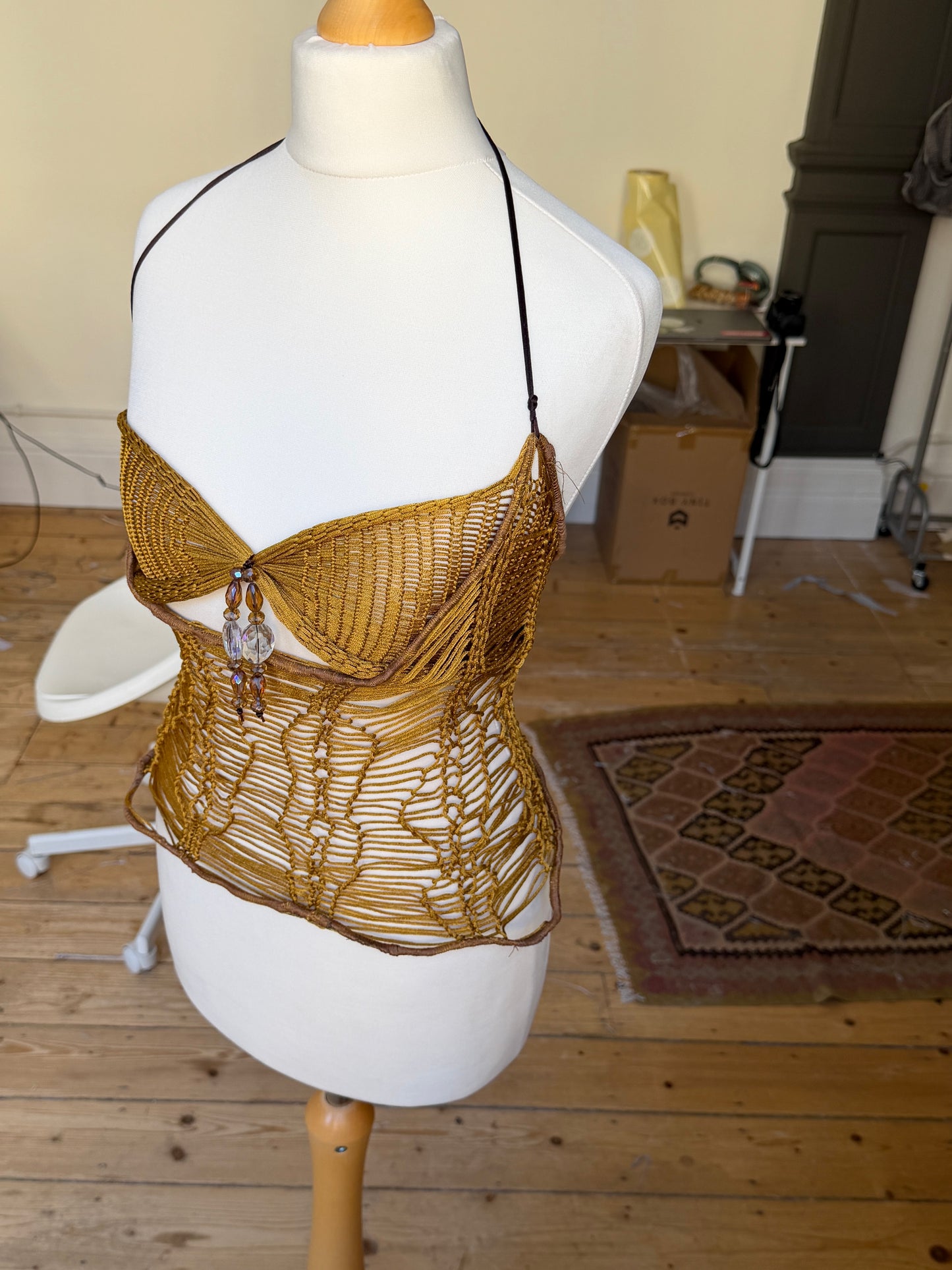 Satin Knit Top Gold